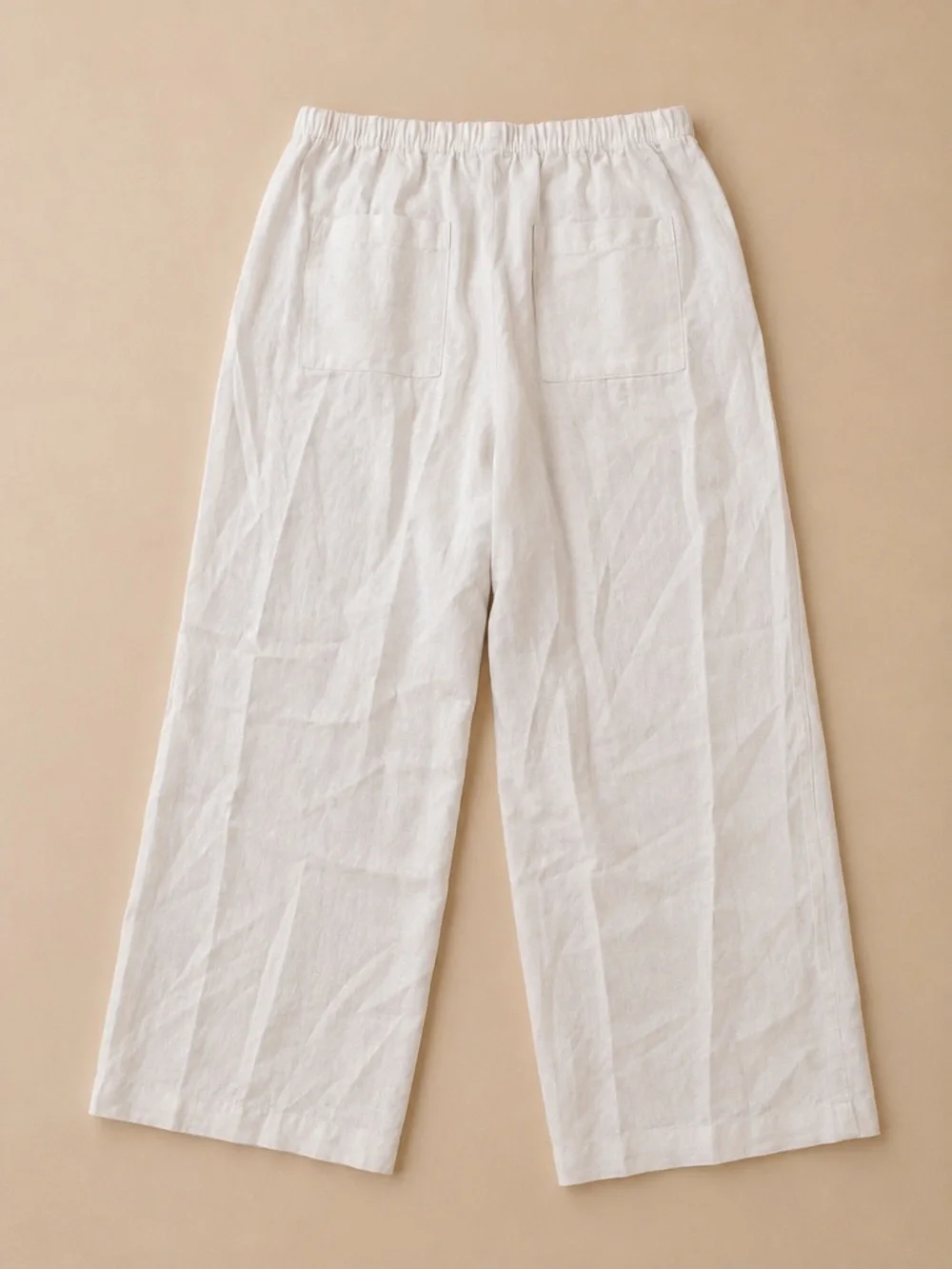 H&M 100% Linen Wide Leg Pull On Pants White XL Coastal Resort Summer